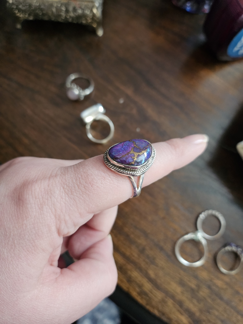 Purple Variscite Teardrop Sterling Ring